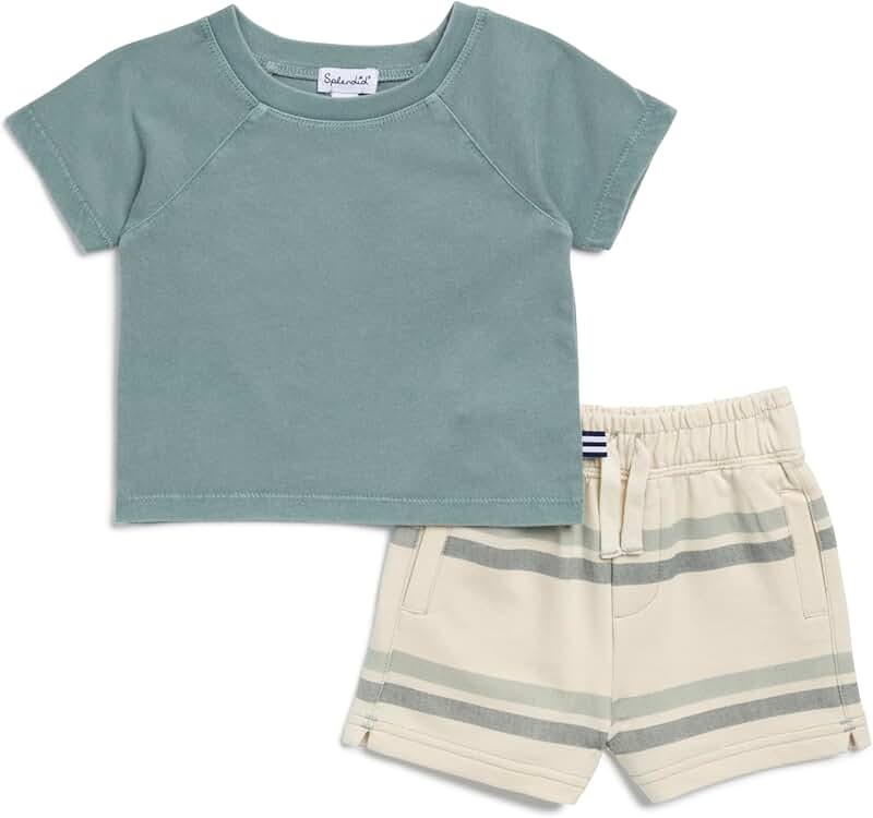 Baby Boy's Short Sleeve Tee and Striped Shorts Set