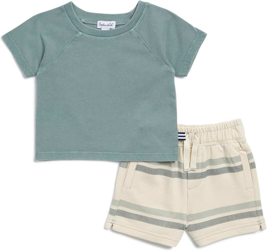 Baby Boy's Short Sleeve Tee and Striped Shorts Set