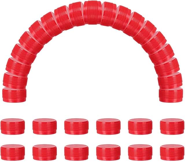 50 Plastic Bottle Caps, 1.2 Inch, Red