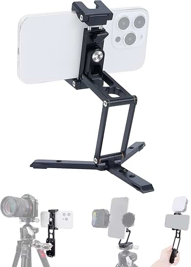 Foldable Aluminum Phone Mount with Cold Shoe Extension