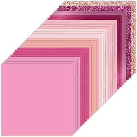 36 Sheets 12x12 Pink Glitter Cardstock for Scrapbooking