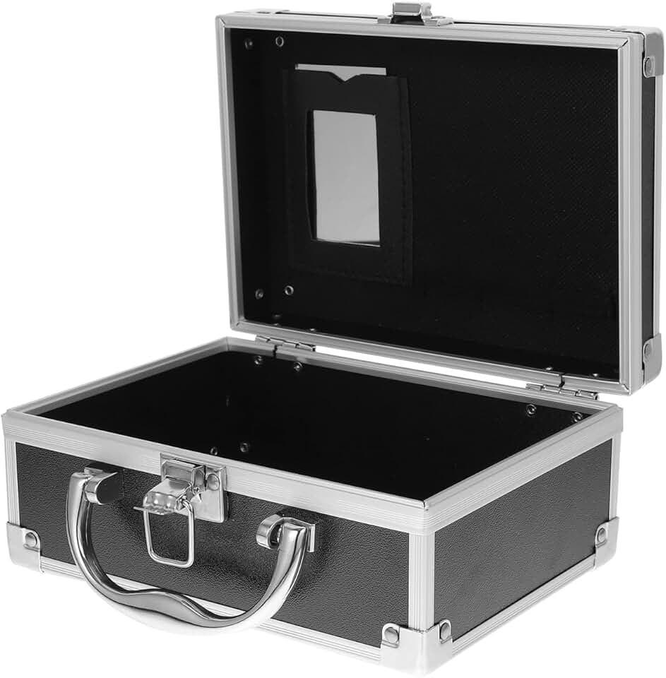 Portable Aluminum Makeup Case with Mirror, Black
