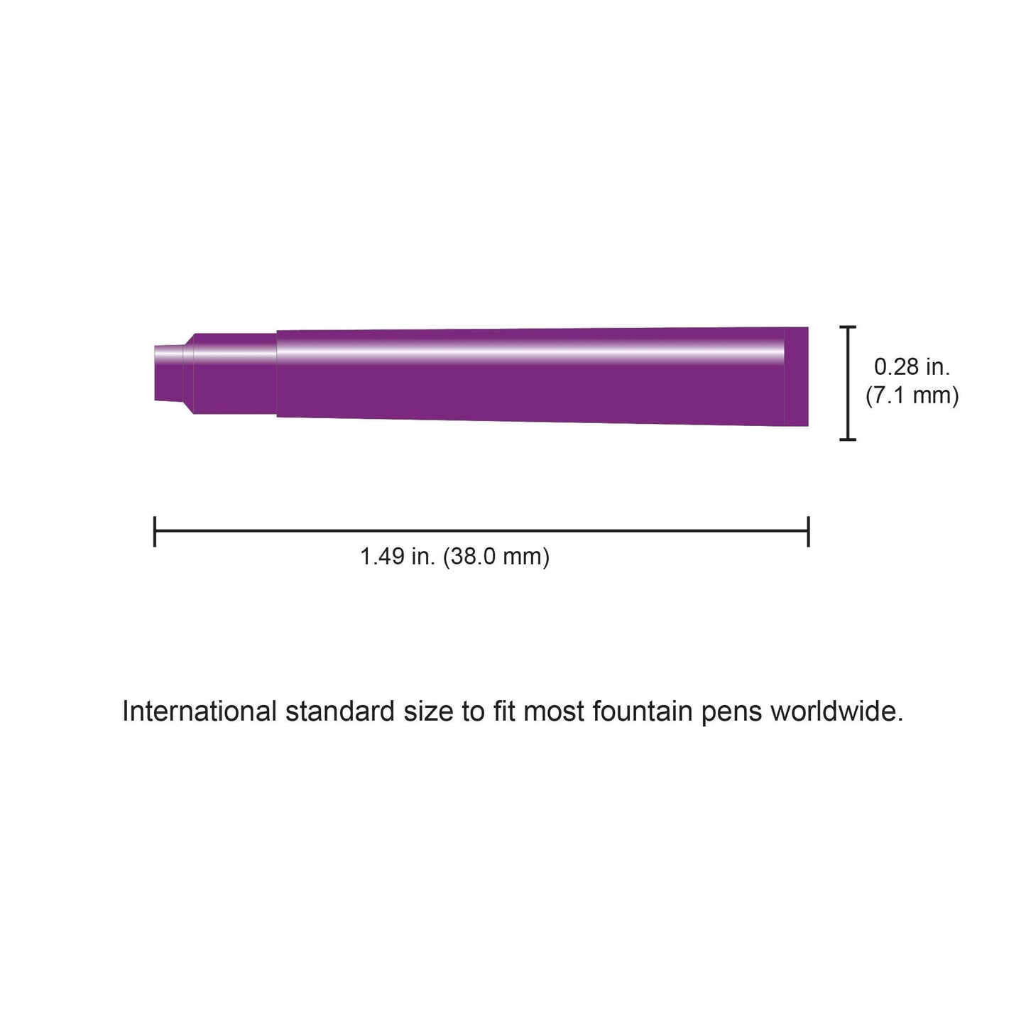 Purple Fountain Pen Cartridges, Pack of 6