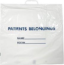 Plastic Patient Belonging Bag, 20" x 18.5", Clear with Blue Print