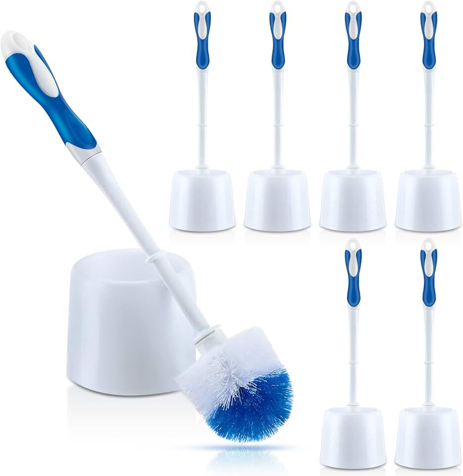 Six-pack 14.96-inch toilet brush with holder set