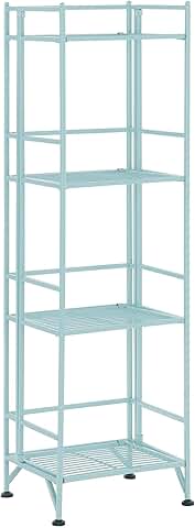 4-Tier Folding Metal Shelf in Seafoam
