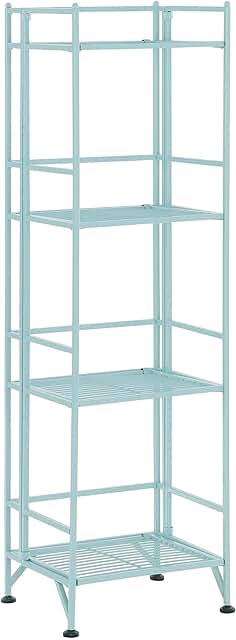 4-Tier Folding Metal Shelf in Seafoam