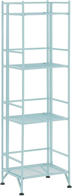 4-Tier Folding Metal Shelf in Seafoam