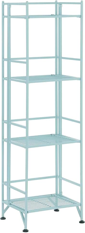 4-Tier Folding Metal Shelf in Seafoam