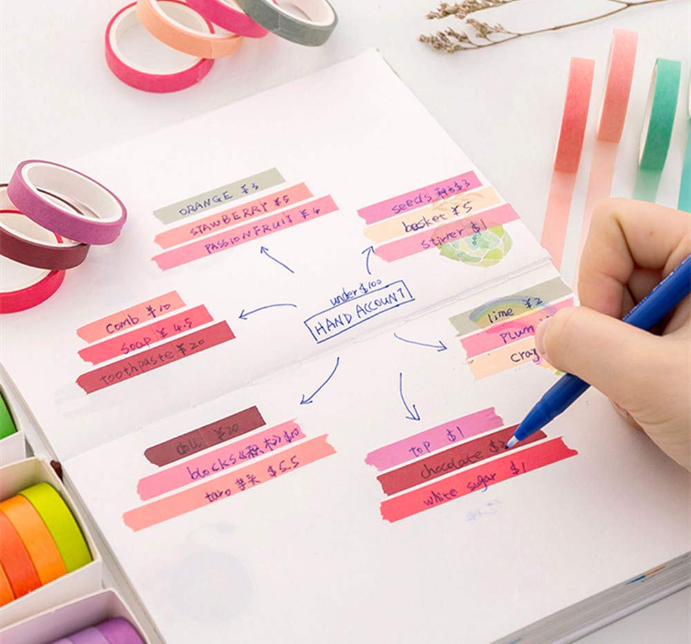 20 Rolls of Colored Washi Tape for Crafts and Gifts