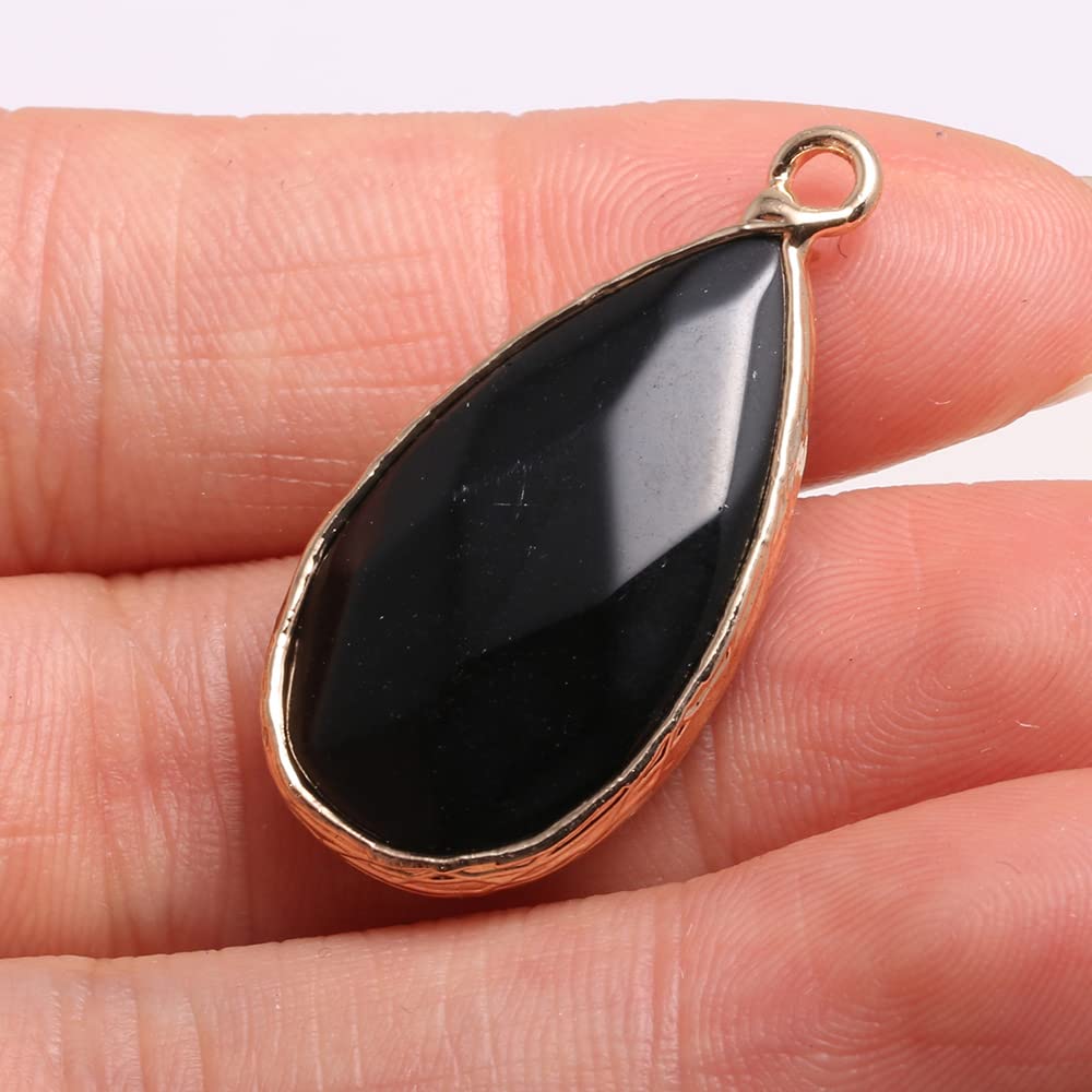 10 Pcs Natural Water Drop Shape Crystal Agate Pendants