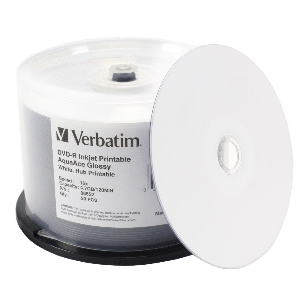 / Smartdisk - 96552 - DVD-R 4.7GB 8X Aqua Ace White Glossy Inkjet Printable Surface, Hub Printable - 50pk Spindle - Inkjet Printable