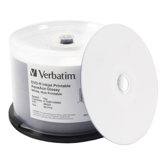 / Smartdisk - 96552 - DVD-R 4.7GB 8X Aqua Ace White Glossy Inkjet Printable Surface, Hub Printable - 50pk Spindle - Inkjet Printable