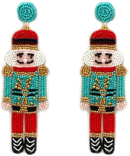 Handmade Beaded Nutcracker Post Earrings