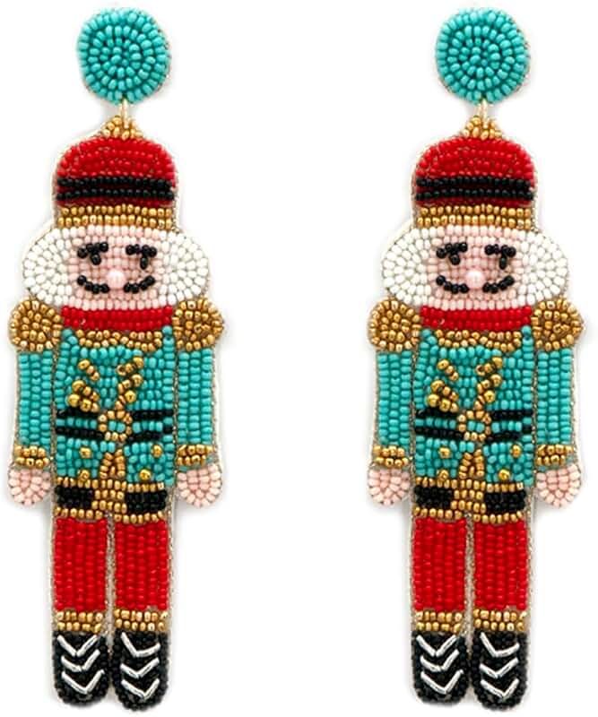 Handmade Beaded Nutcracker Post Earrings