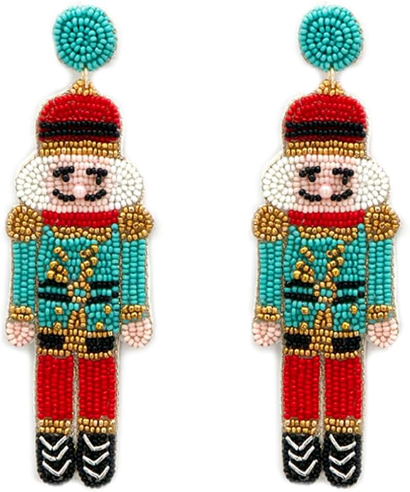 Handmade Beaded Nutcracker Post Earrings
