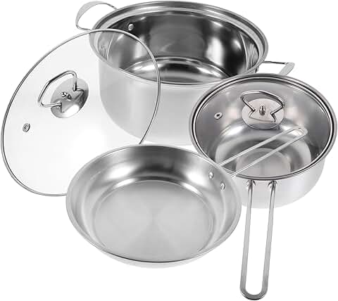 5-Piece Steel Cookware Set with Nonstick and Stainless Steel