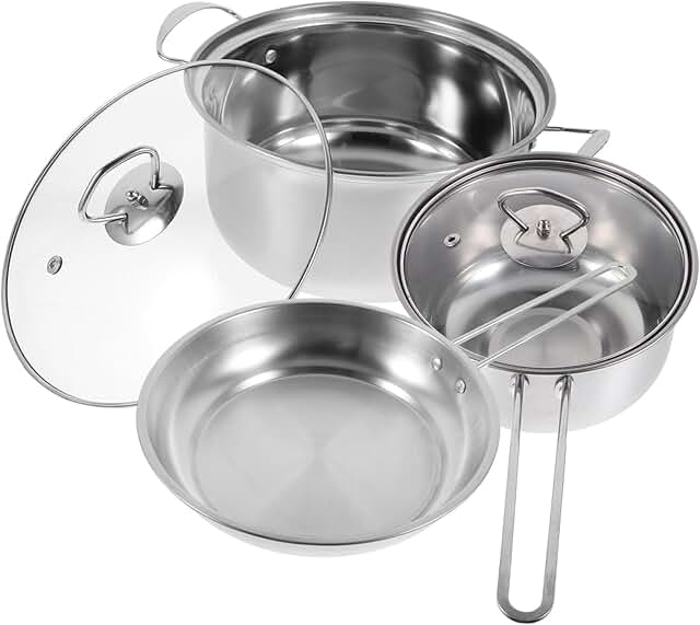 5-Piece Steel Cookware Set with Nonstick and Stainless Steel