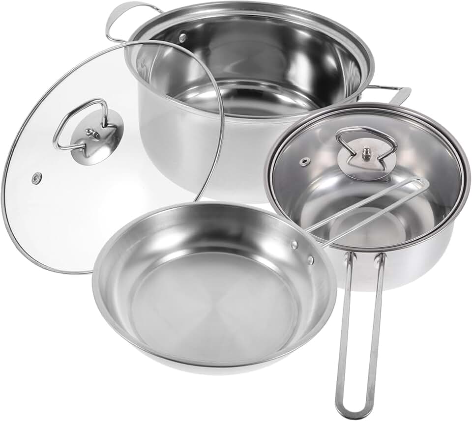 5-Piece Steel Cookware Set with Nonstick and Stainless Steel
