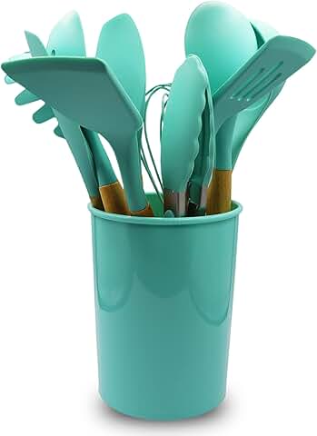 12-Piece Silicone Spatula Set with Wooden Handles