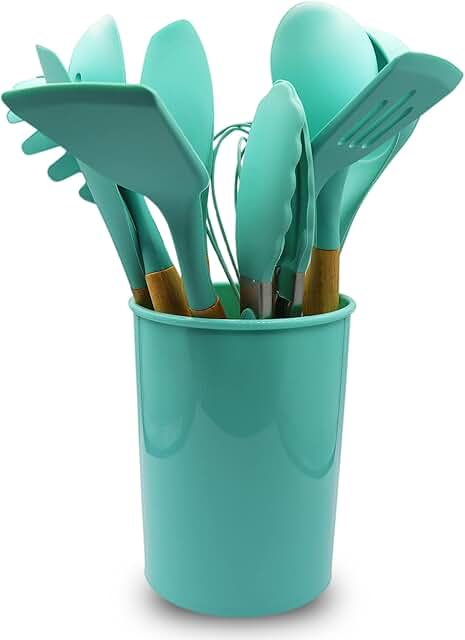 12-Piece Silicone Spatula Set with Wooden Handles