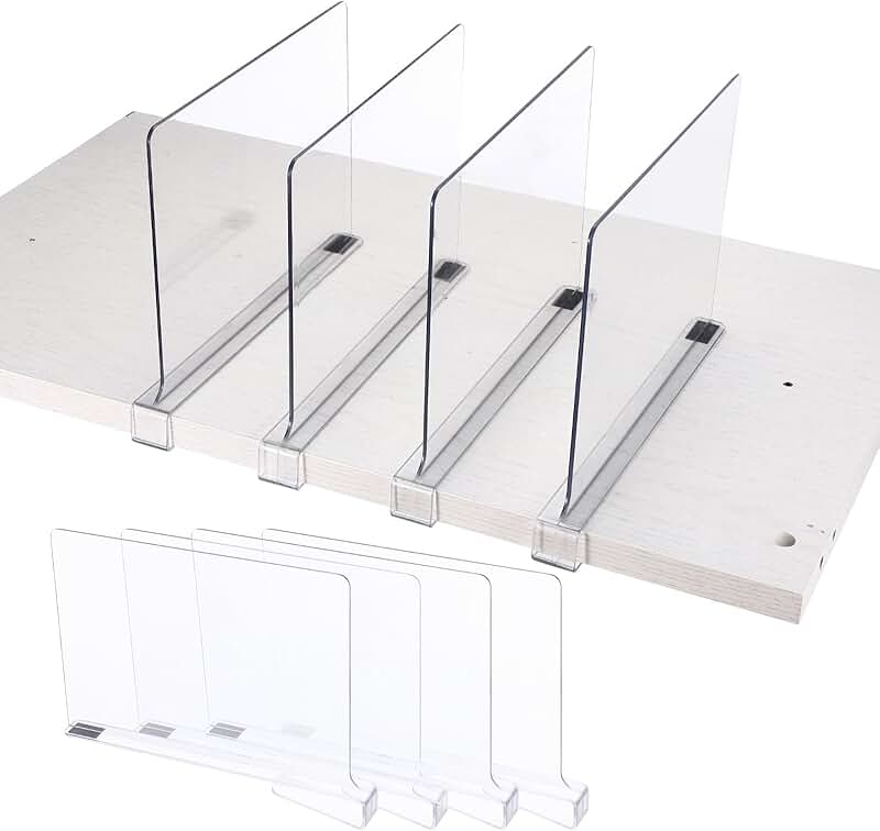 8 Pack Clear Shelf Dividers for Closet Organization