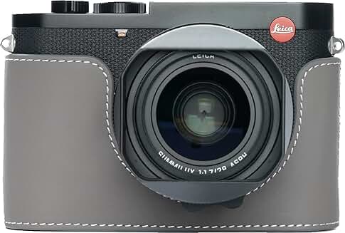 Handmade Leather Half Camera Case with Strap for Q3