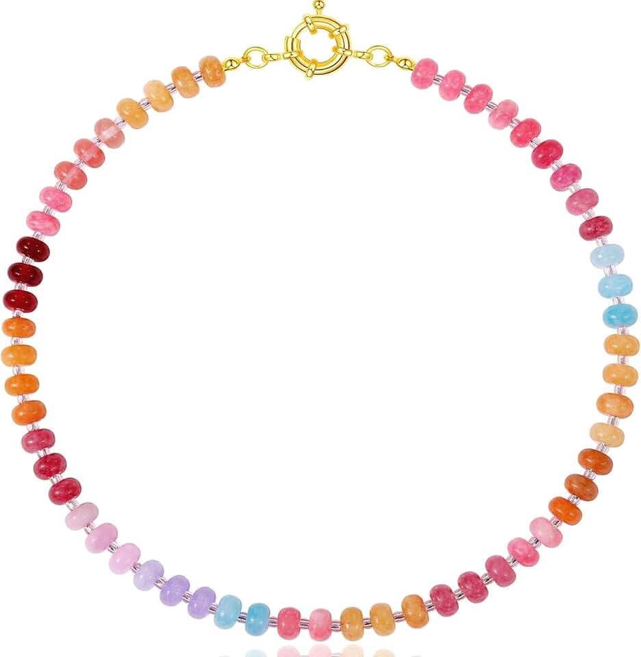 Colorful Rainbow Beaded Necklace for Women