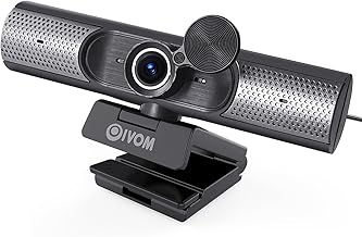 1080P Webcam with Microphone and Privacy Cover
