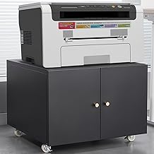 Heavy Duty Black Steel Printer and Storage Cabinet