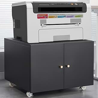 Heavy Duty Black Steel Printer and Storage Cabinet