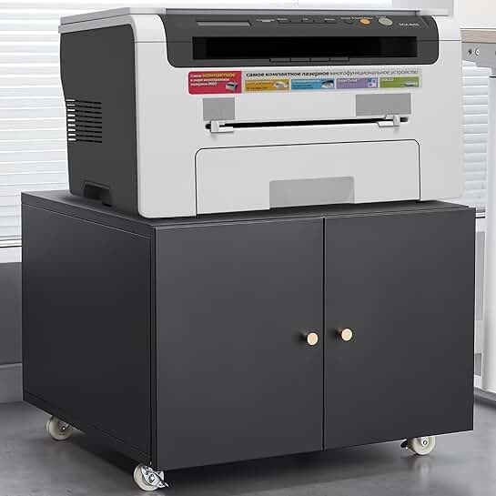 Heavy Duty Black Steel Printer and Storage Cabinet