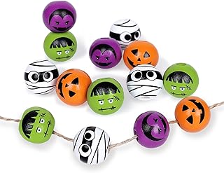 160 Halloween Wooden Beads for Crafts and Decor