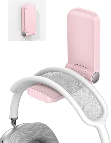 Pink adhesive headphone stand and holder