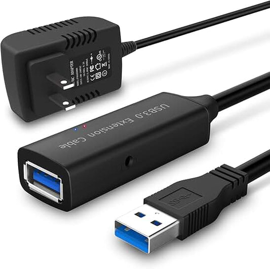 50 Feet Active USB 3.0 Extension Cable with Power Adapter