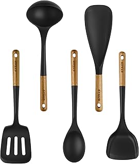 Silicone and Wood Handle 5-Piece Cooking Utensil Set