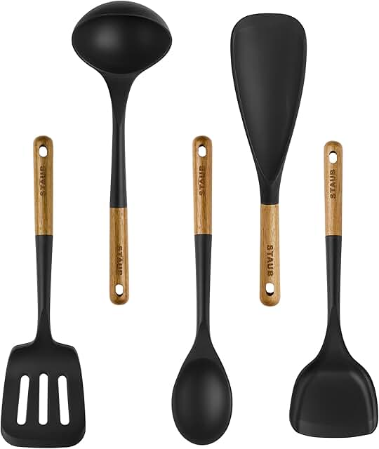 Silicone and Wood Handle 5-Piece Cooking Utensil Set