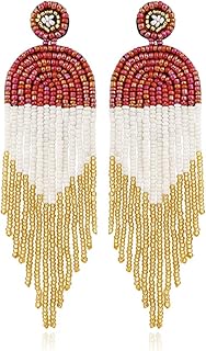 Ethnic Bohemia Style Handmade Colorful Seed Bead Dangle Earrings