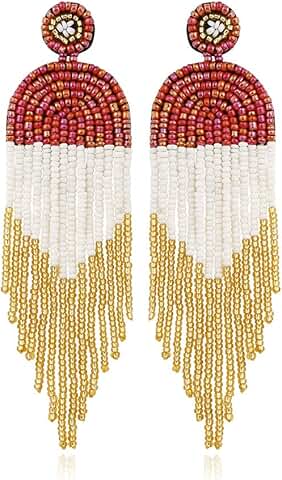 Ethnic Bohemia Style Handmade Colorful Seed Bead Dangle Earrings