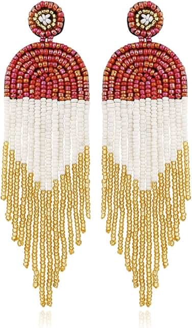 Ethnic Bohemia Style Handmade Colorful Seed Bead Dangle Earrings
