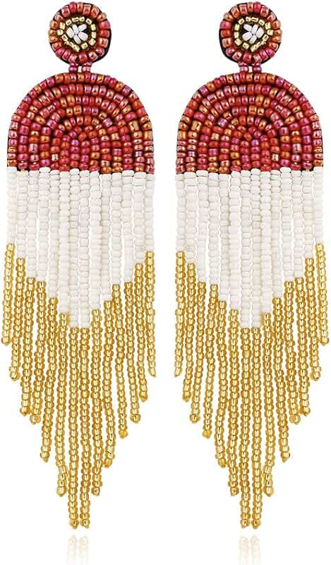 Ethnic Bohemia Style Handmade Colorful Seed Bead Dangle Earrings