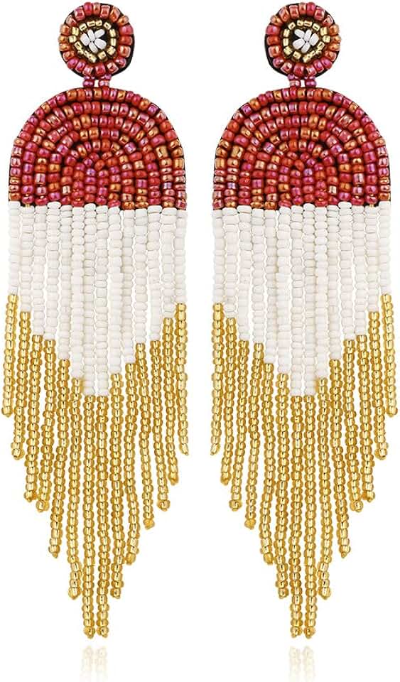 Ethnic Bohemia Style Handmade Colorful Seed Bead Dangle Earrings