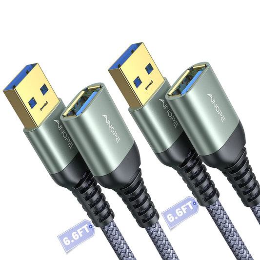 2 Pack 6.6ft USB 3.0 Extension Cables Type A Male to Female