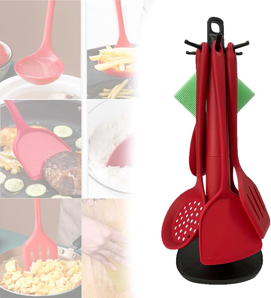 7-Piece Silicone Cooking Utensils Set with Holder
