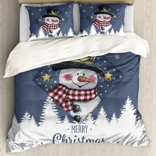 Snowman Kids Bedding Comforter Covers  Pillowcase Set 3 Pack Soft Bedspread Quilts for Bedroom Decor Comfortable Duvet Cover Twin Size