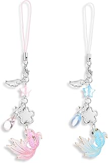 Two Fish Phone Chain Charms in Blue and Pink