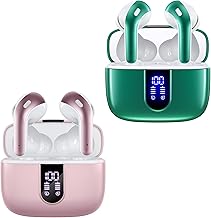 Pink and Green True Wireless Earbuds with Charging Case