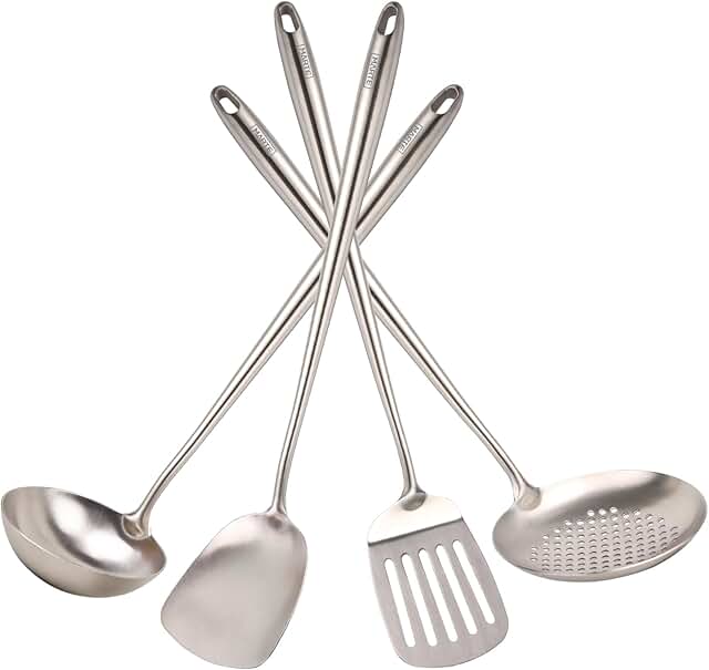 17-inch Stainless Steel Cooking Utensil Set with 4 Tools
