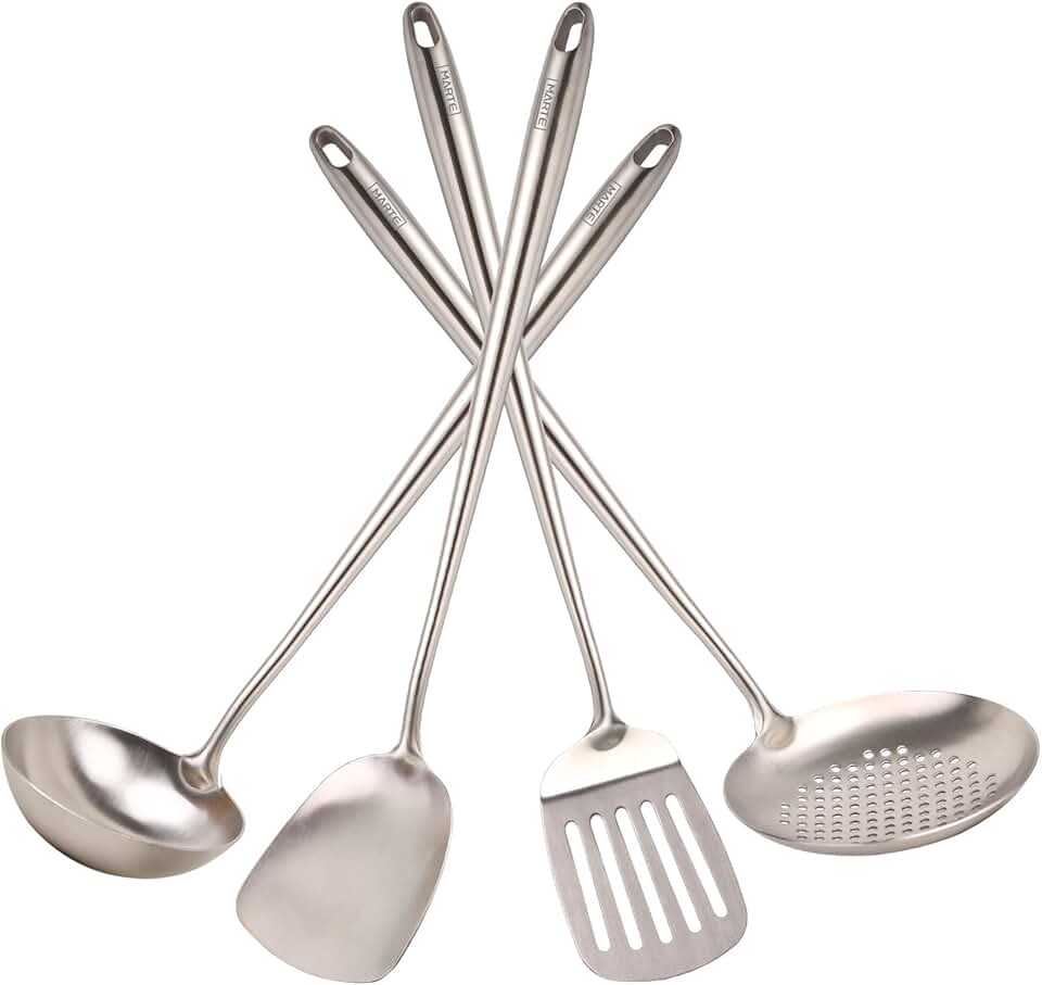 17-inch Stainless Steel Cooking Utensil Set with 4 Tools