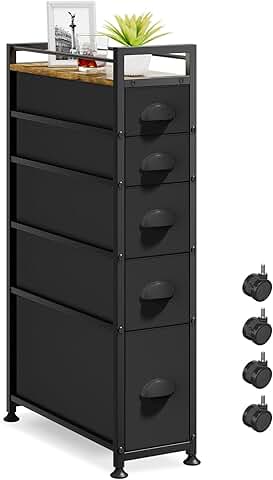 5-Drawer Narrow Slim Storage Dresser for Small Spaces